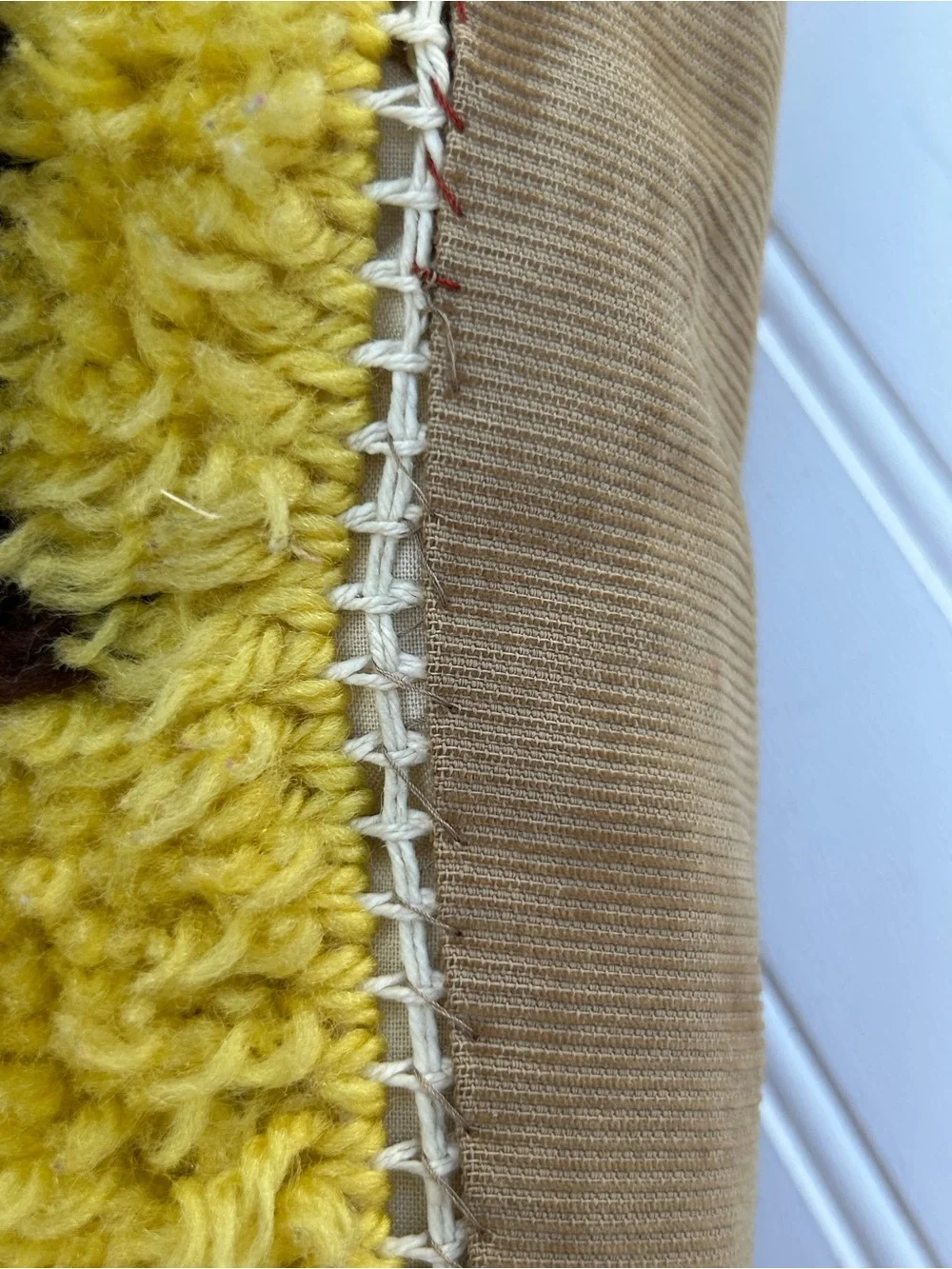 Vintage Pillow Handmade Yellow Owl Latch Hook Cottagecore Throw 12x12